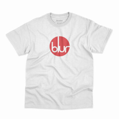 Camiseta branca com estampa da banda Blur