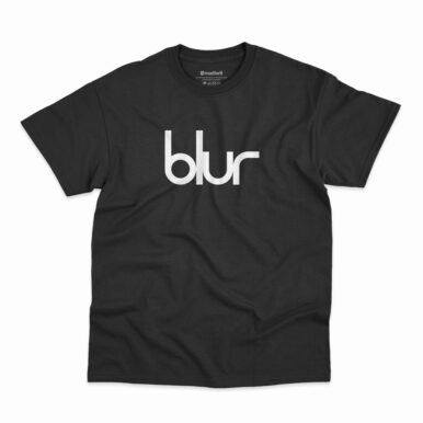 Camiseta preta com estampa da banda Blur