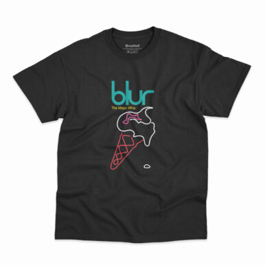 Camiseta preta com estampa da banda Blur