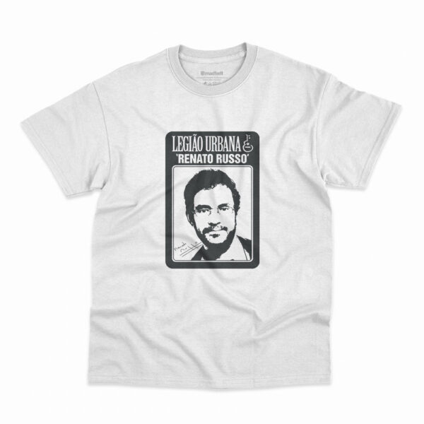 Camiseta na cor branca com estampa Renato Russo Legião Urbana