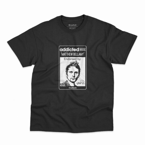 Camiseta Muse Addicted Matthew Bellamy na cor preta