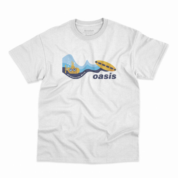 Camiseta Oasis All Around The World na cor branca