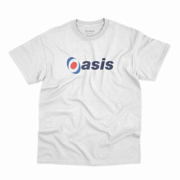 Camiseta Oasis Be Here Now Logo Mod 97 Branca