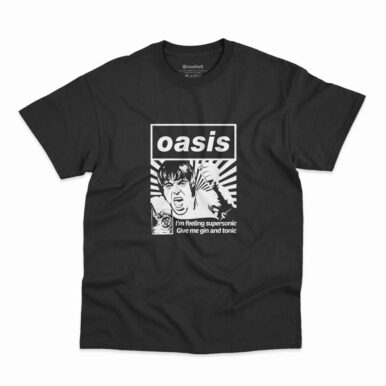 Camiseta na cor preta Oasis Supersonic com Liam Gallagher