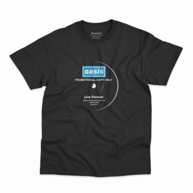 Camiseta Oasis Live Forever Vinil na cor preta