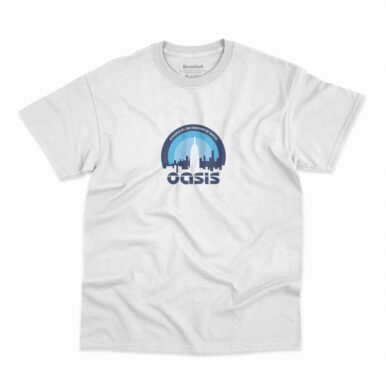Camiseta Oasis Standing On The Shoulder Of Giants na cor branca