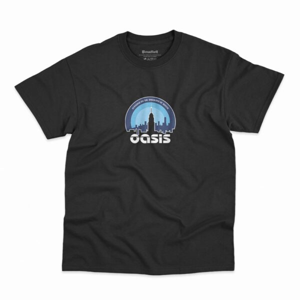 Camiseta Oasis Standing On The Shoulder Of Giants na cor preta