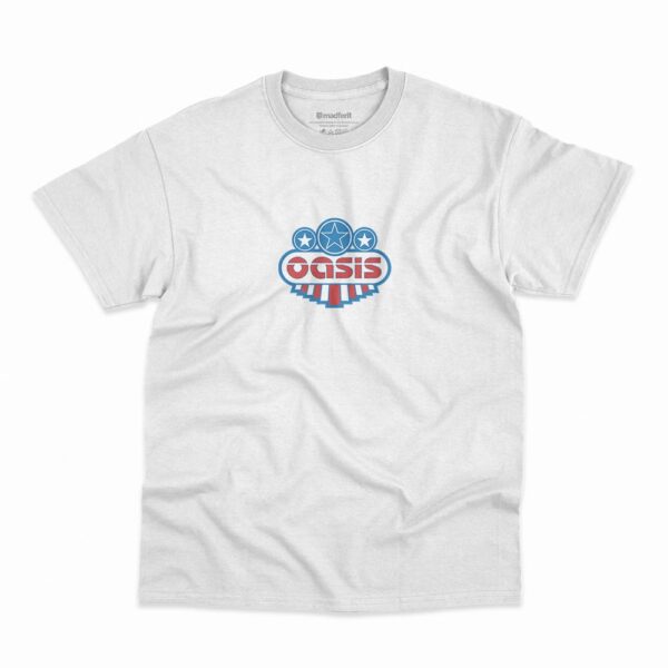 Camiseta Oasis Logo Blur Manic na cor branca