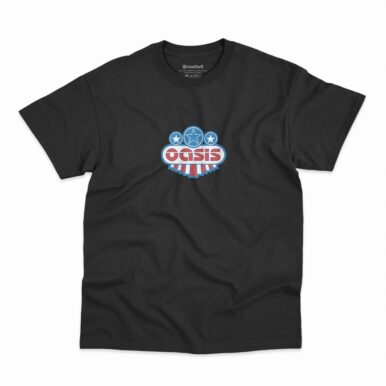 Camiseta Oasis Logo Blur Manic na cor preta