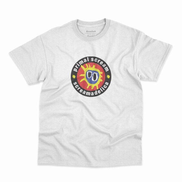 Camiseta Primal Scream Screamadelica Escudo Branca