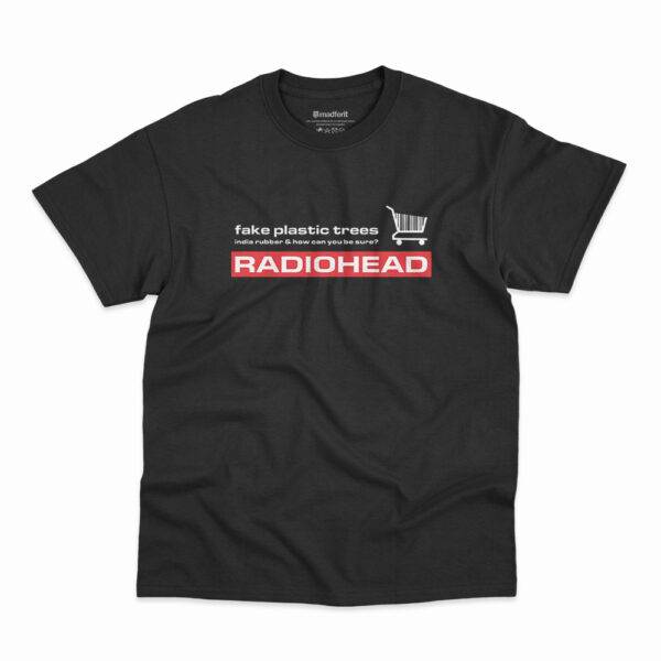 Camiseta na cor preta com estampa Fake Plastic Trees da banda Radiohead