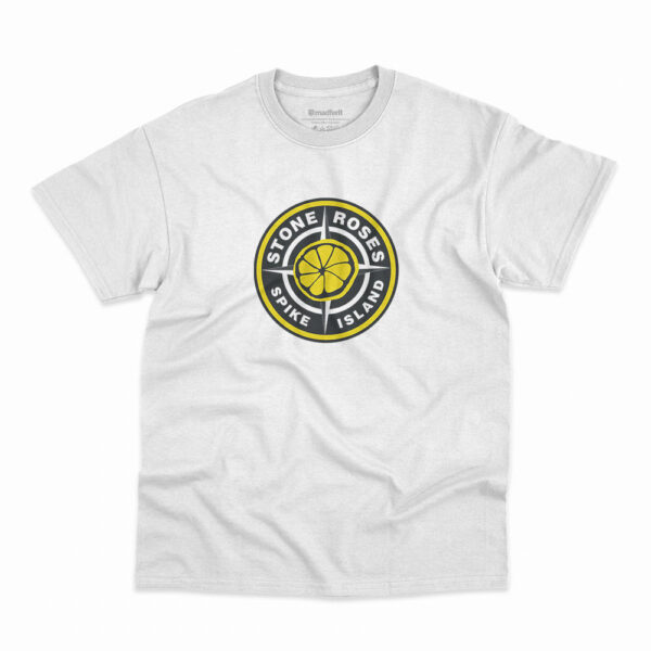 Camiseta The Stone Roses Spike Island 1990 na cor branca