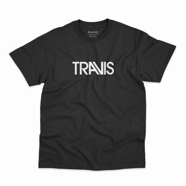 Camiseta na cor preta com logo da banda Travis