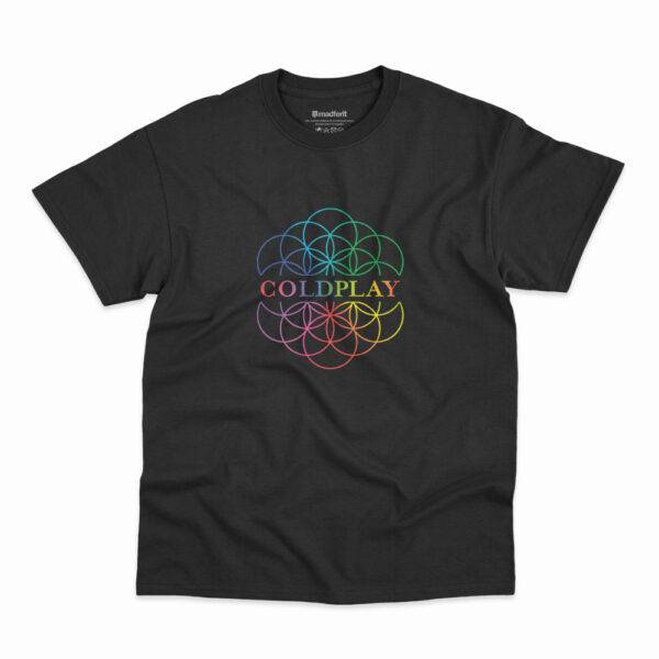 Camiseta na cor preta com estampa A Head Full Of Dreams Flower Of Life da banda Coldplay