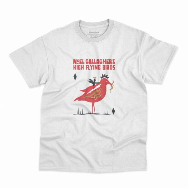 Camiseta Noel Gallagher's High Flying Birds 3D Typography na cor branca