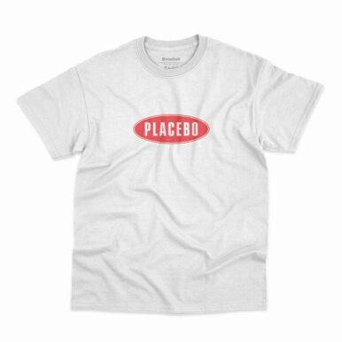 Camiseta branca com logo da banda Placebo