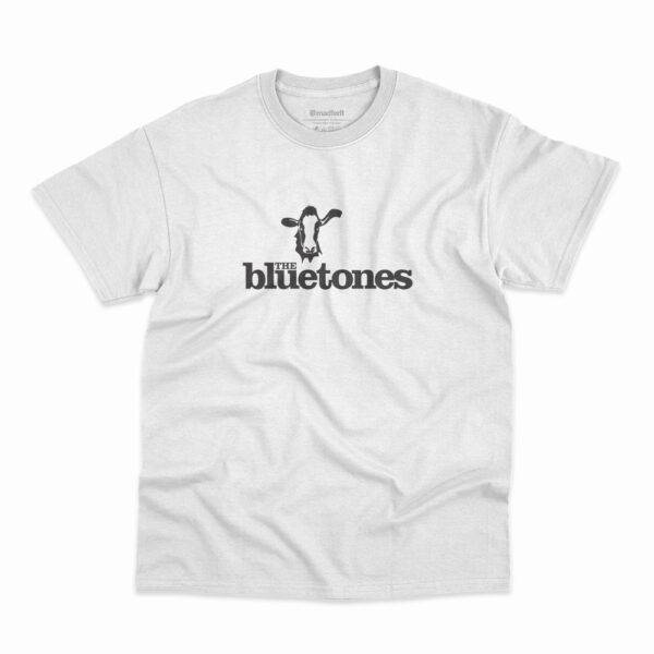 Camiseta branca com estampa da banda Bluetones