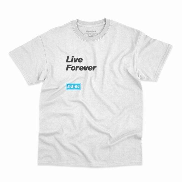 Camiseta Oasis Live Forever Single Date Branca