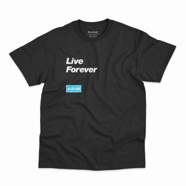 Camiseta Live Forever da banda Oasis na cor preta