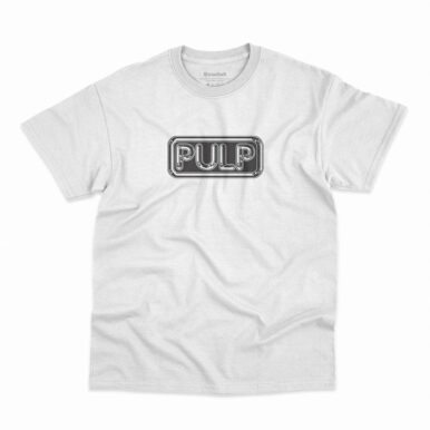 Camiseta na cor branca com logo da banda Pulp