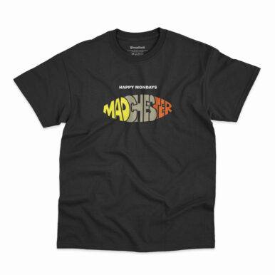 Camiseta preta Madchester da banda Happy Mondays