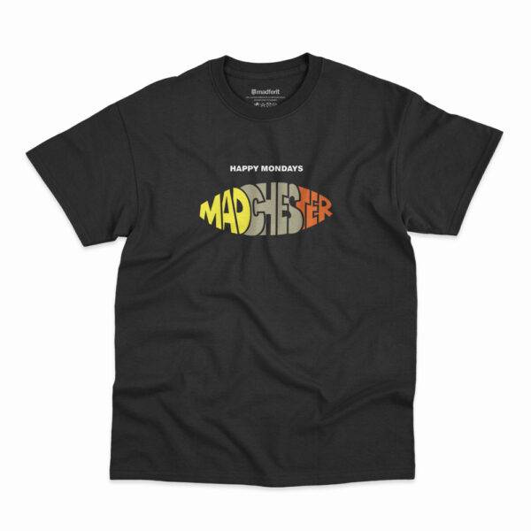 Camiseta preta Madchester da banda Happy Mondays