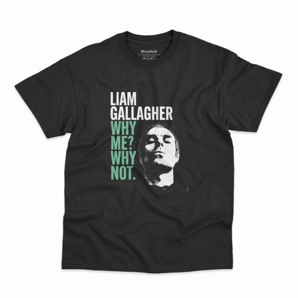 Camiseta Liam Gallagher Why Me Why Not na cor preta