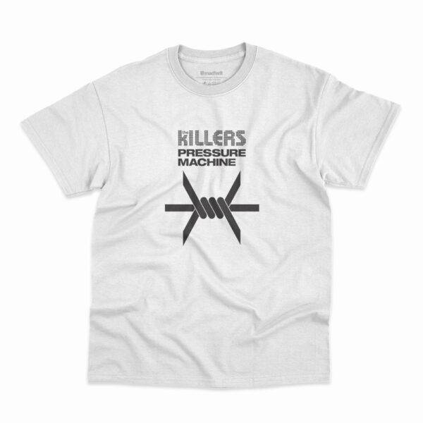 Camiseta Pressure Machine da banda The Killers na cor branca