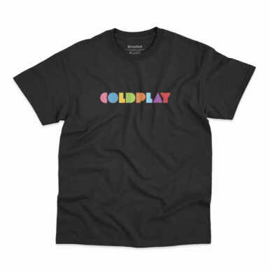 Camiseta na cor preta com logo da banda Coldplay
