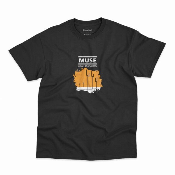 Camiseta Origin of Symmetry da banda Muse na cor preta