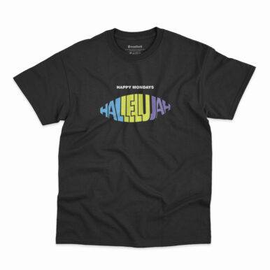 Camiseta Hallelujah da banda Happy Mondays na cor preta