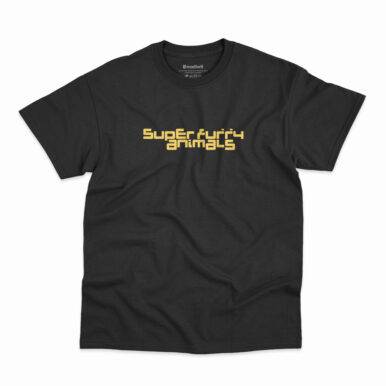 Camiseta preta com logo da banda Super Furry Animals