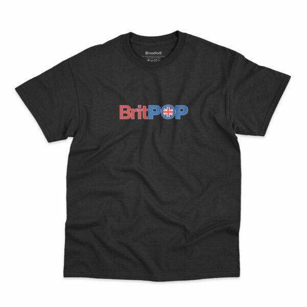 Camiseta Britpop Typographie Flag Preta