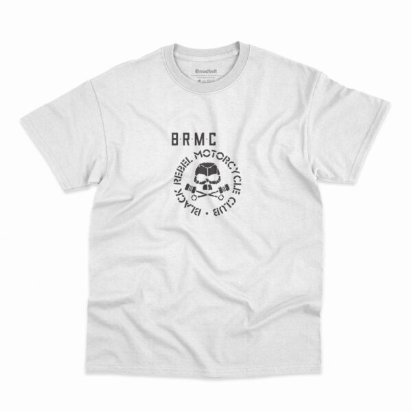 Camiseta na cor branca com logo da banda Black Rebel Motorcycle Club